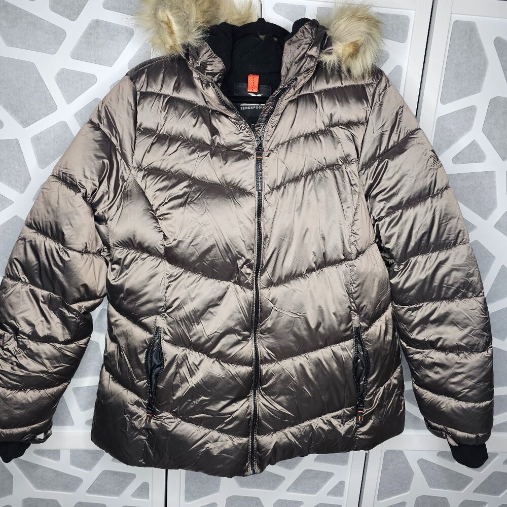 Women’s ZeroXposur Champagne Brown Coat With Faux Fur Hooded XXL